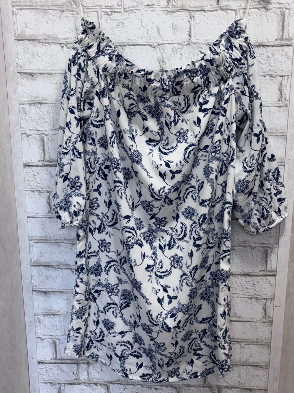 Banana Republic White Tunic with Navy Floral Print